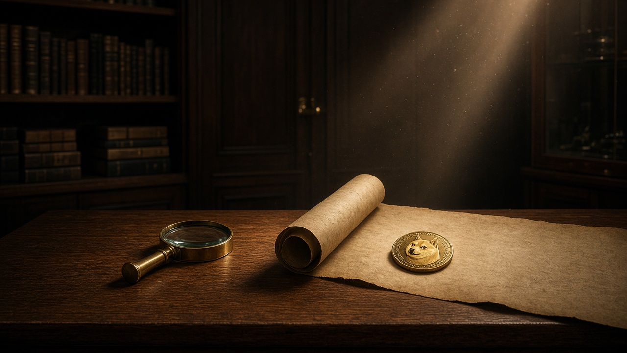 Archive table with coin and vellum